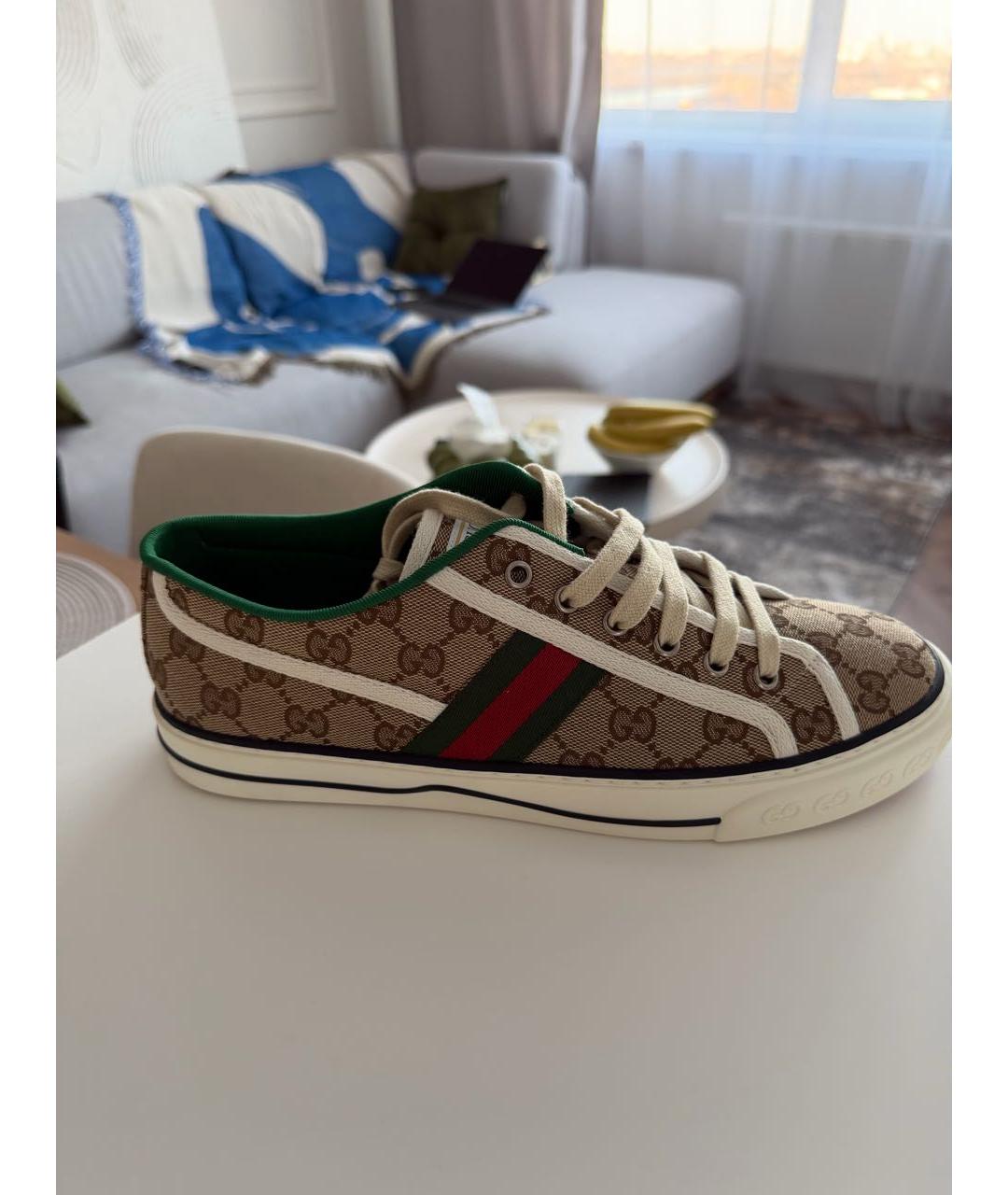 GUCCI Бежевые низкие кроссовки / кеды, фото 5