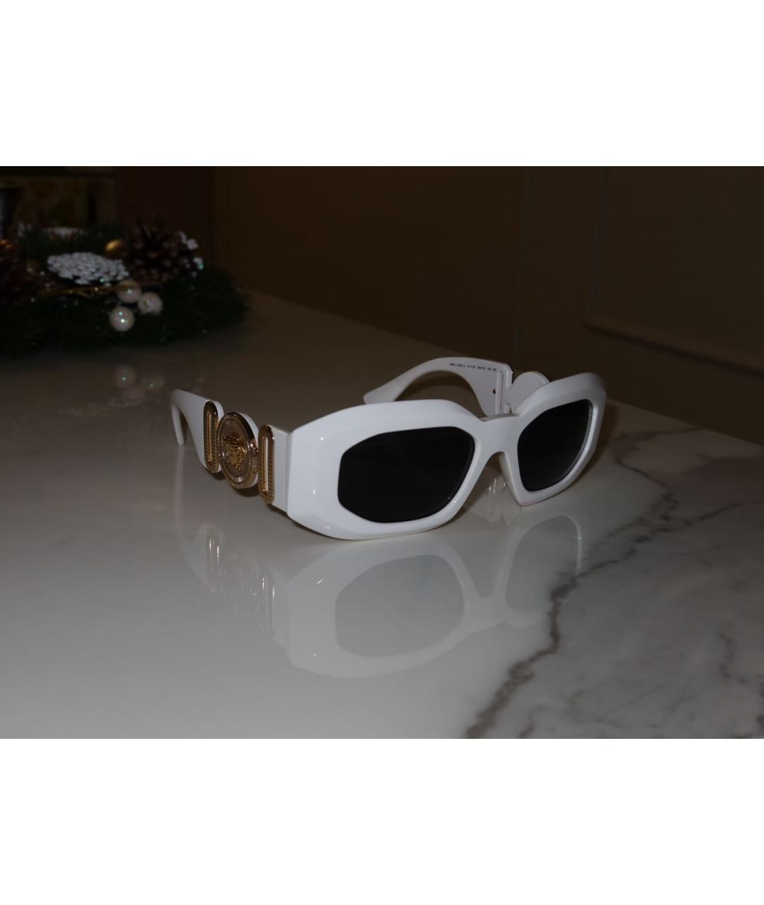 VERSACE Белые металлические солнцезащитные очки, фото 2