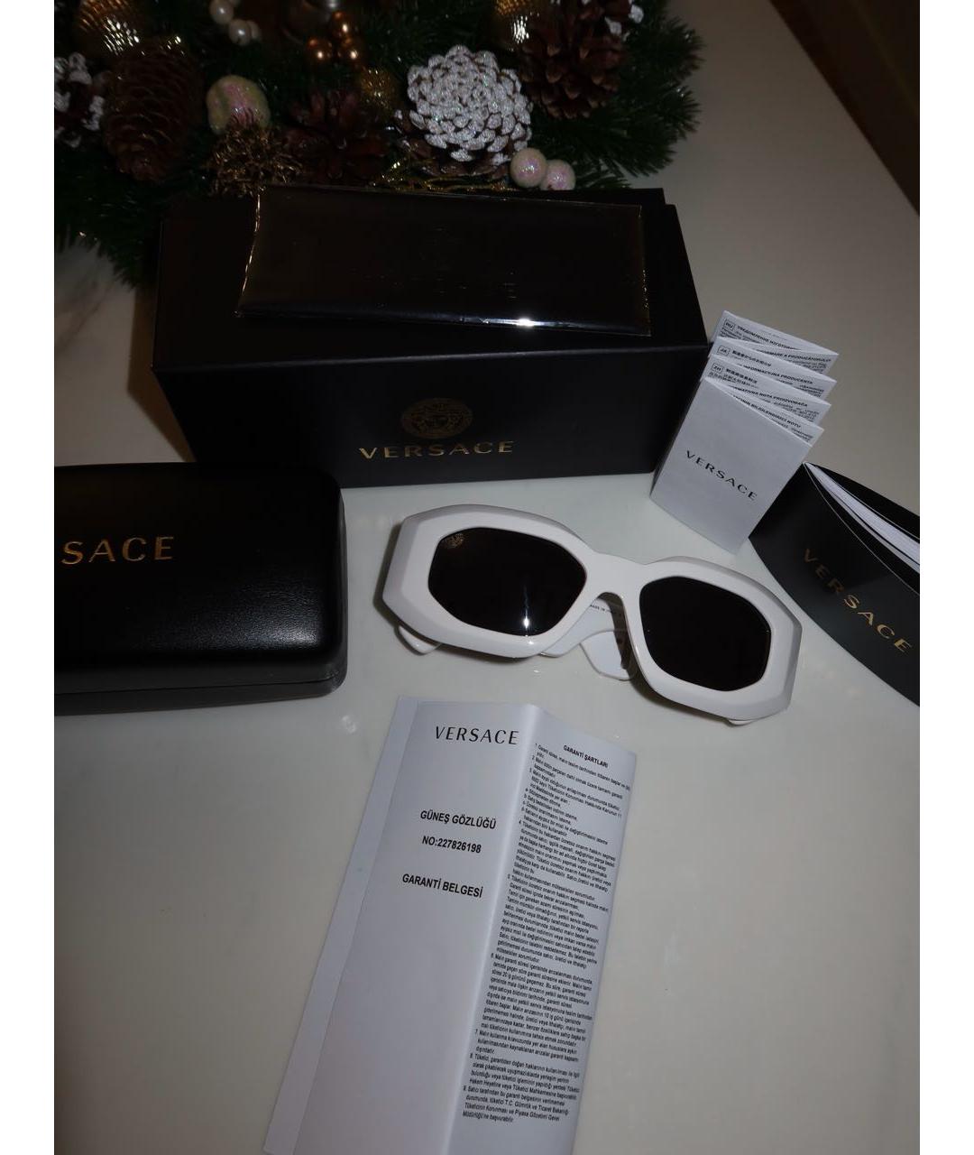 VERSACE Белые металлические солнцезащитные очки, фото 7