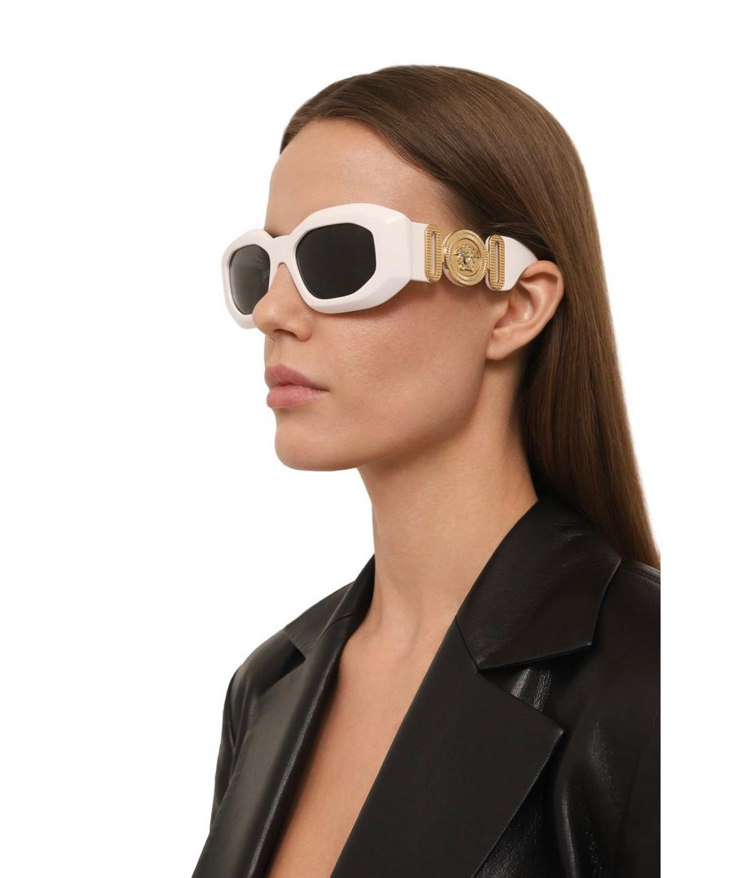 VERSACE Белые металлические солнцезащитные очки, фото 8
