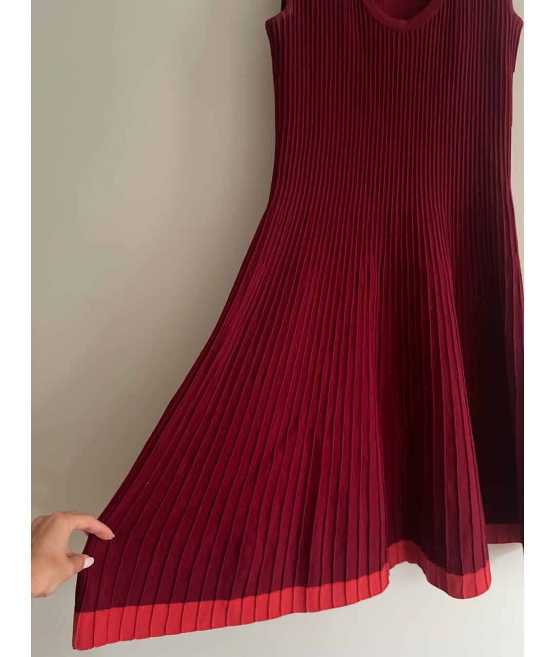 SPORTMAX Бордовое вискозное повседневное платье, фото 4