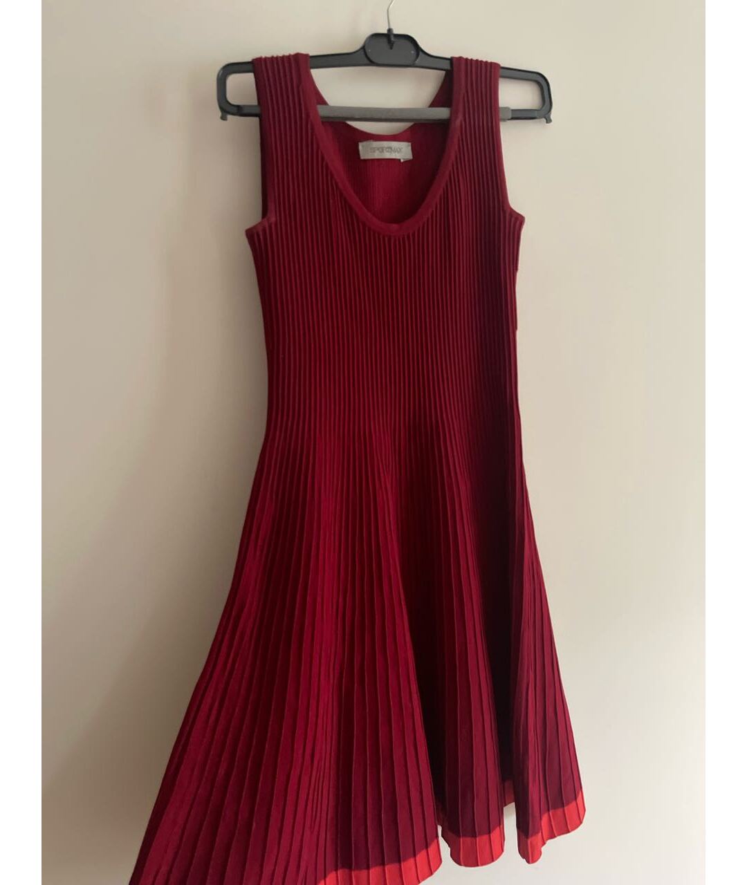 SPORTMAX Бордовое вискозное повседневное платье, фото 6