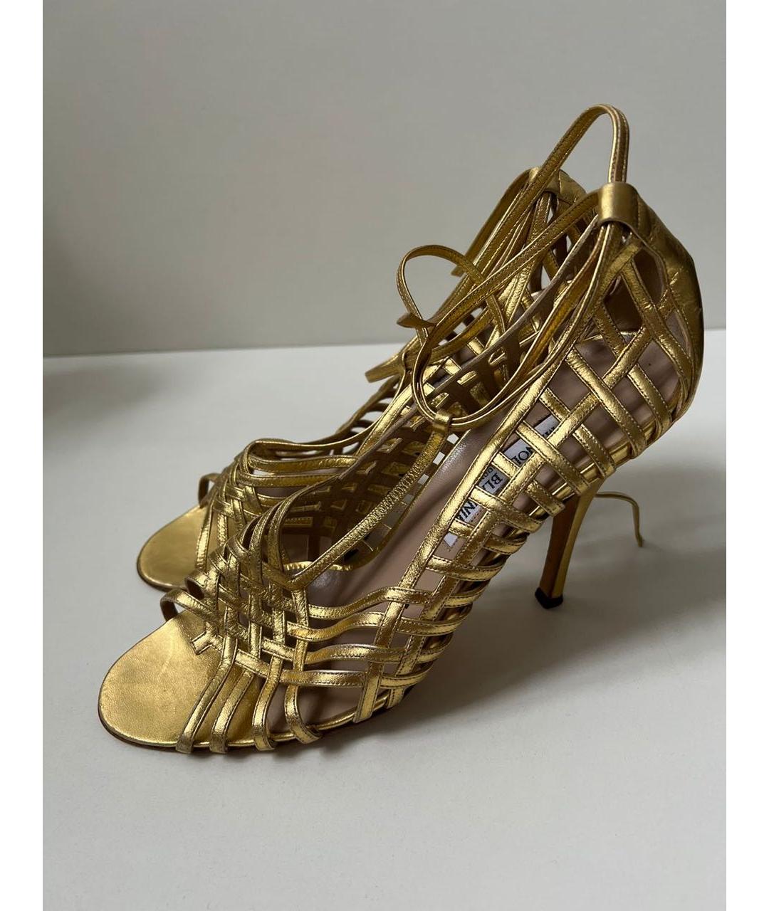 MANOLO BLAHNIK Золотые босоножки, фото 3