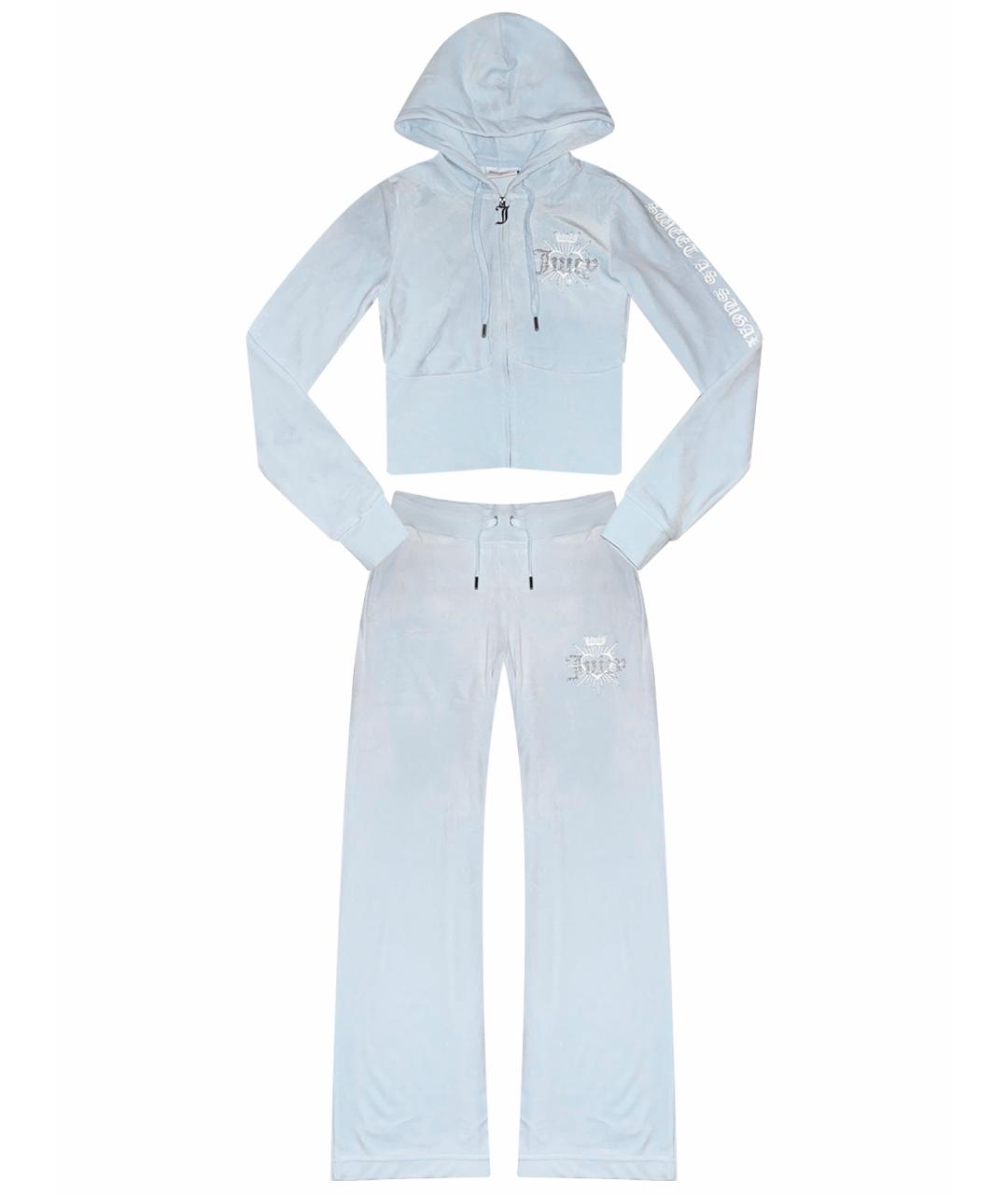 JUICY COUTURE Голубой велюровый костюм с брюками, фото 1