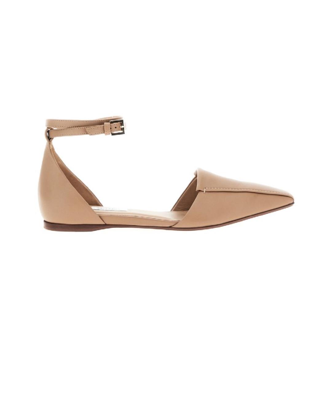 MAX MARA Бежевые кожаные балетки, фото 8