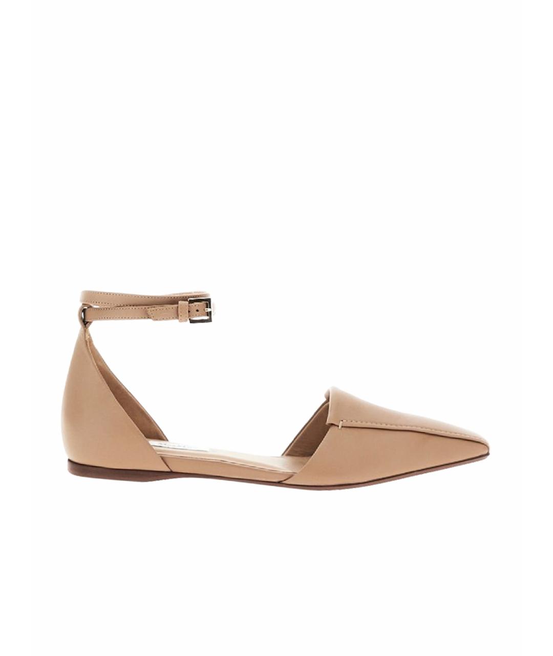 MAX MARA Бежевые кожаные балетки, фото 1