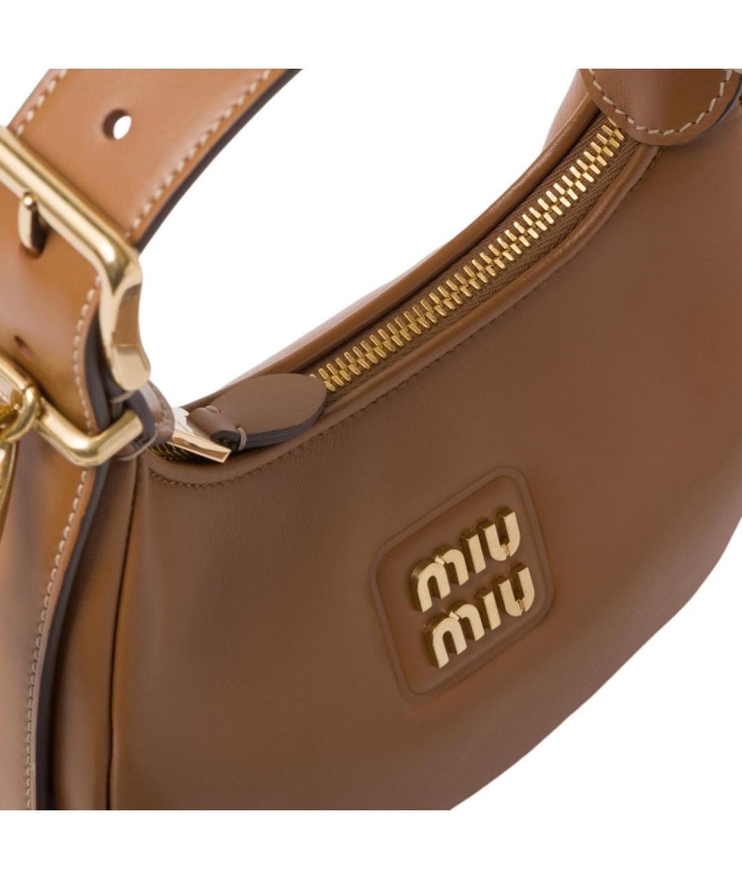 MIU MIU Коричневая кожаная сумка через плечо, фото 5
