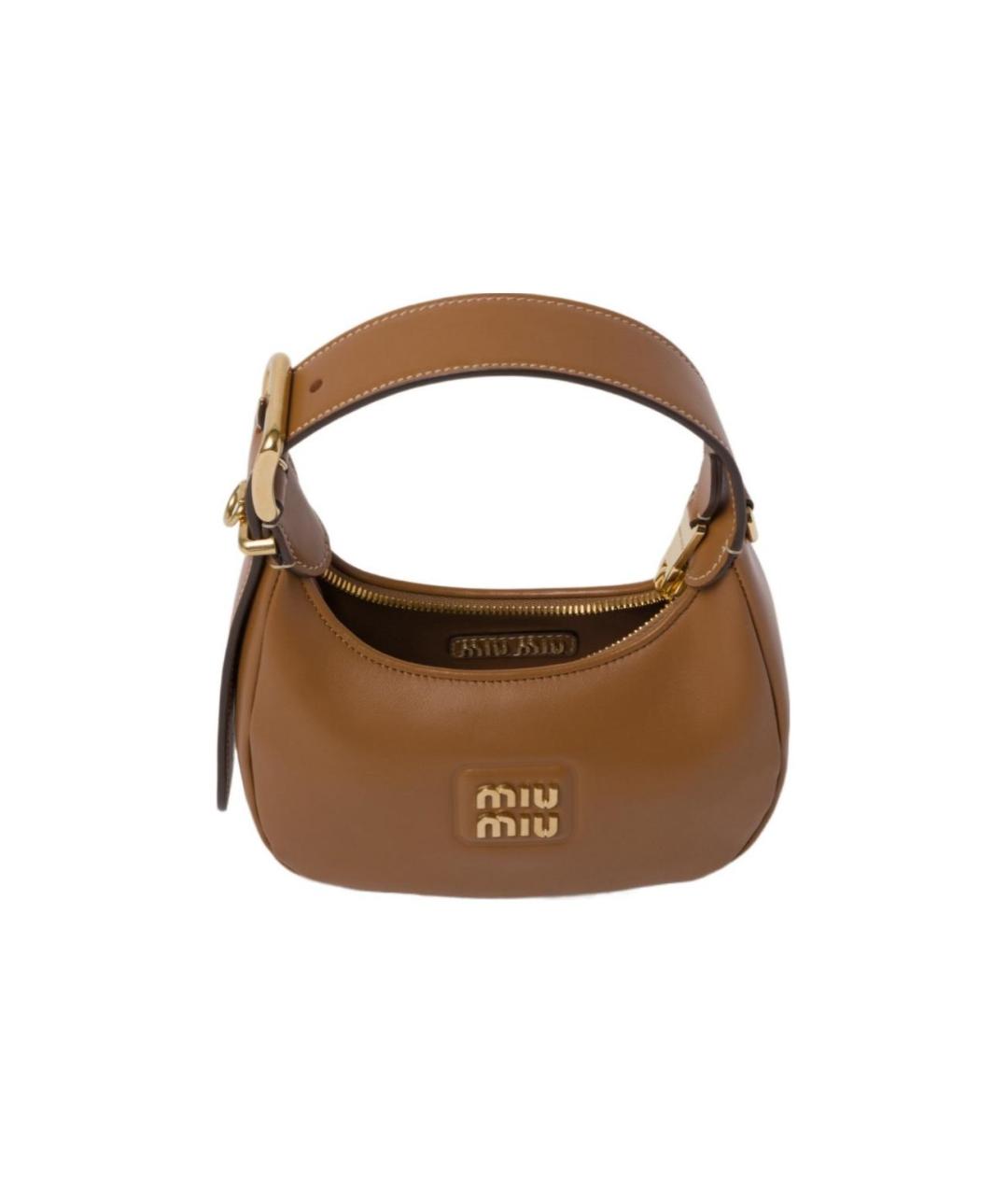 MIU MIU Коричневая кожаная сумка через плечо, фото 4