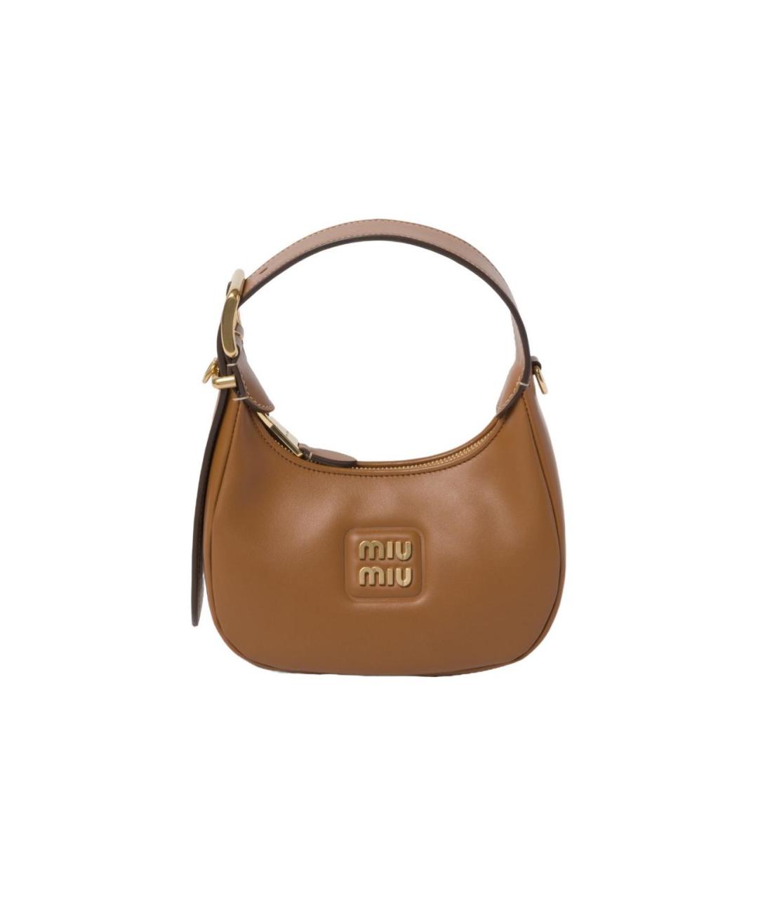 MIU MIU Коричневая кожаная сумка через плечо, фото 6