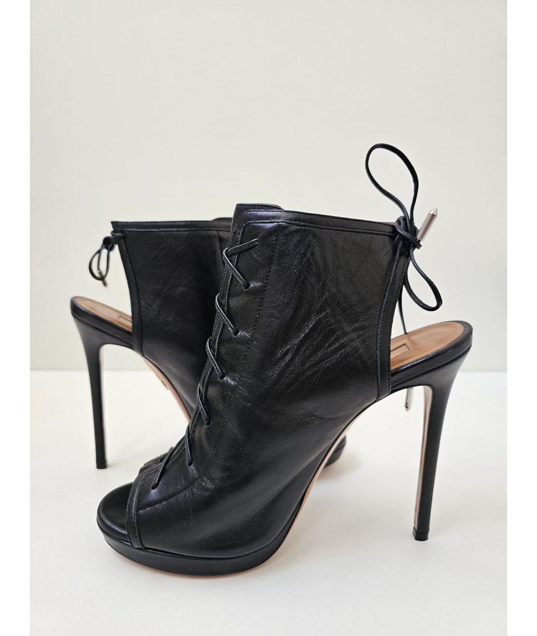 AQUAZZURA Черные кожаные ботильоны, фото 7