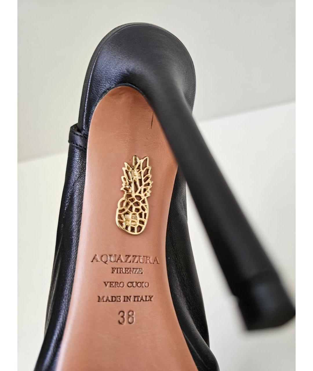 AQUAZZURA Черные кожаные ботильоны, фото 6