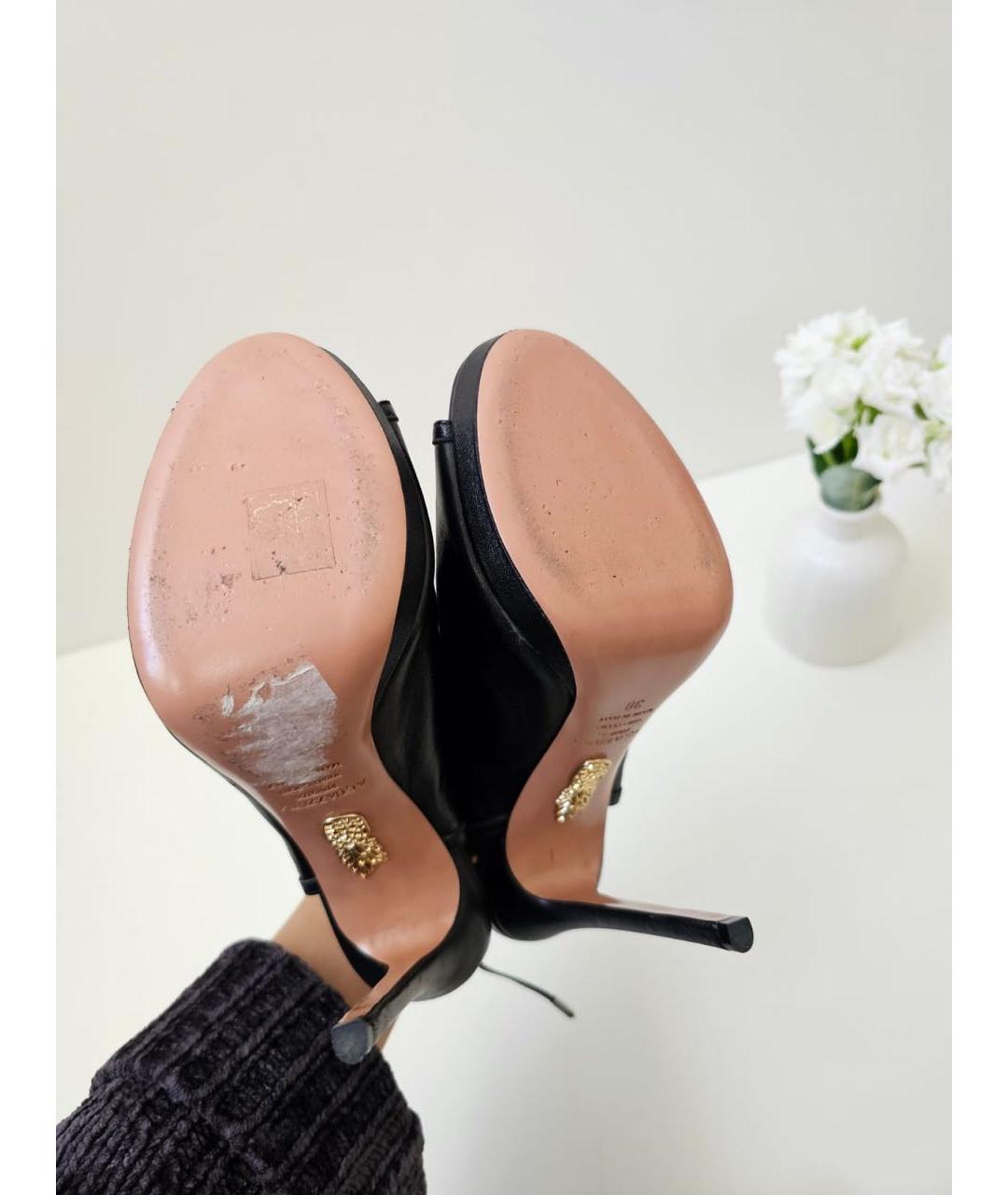 AQUAZZURA Черные кожаные ботильоны, фото 5