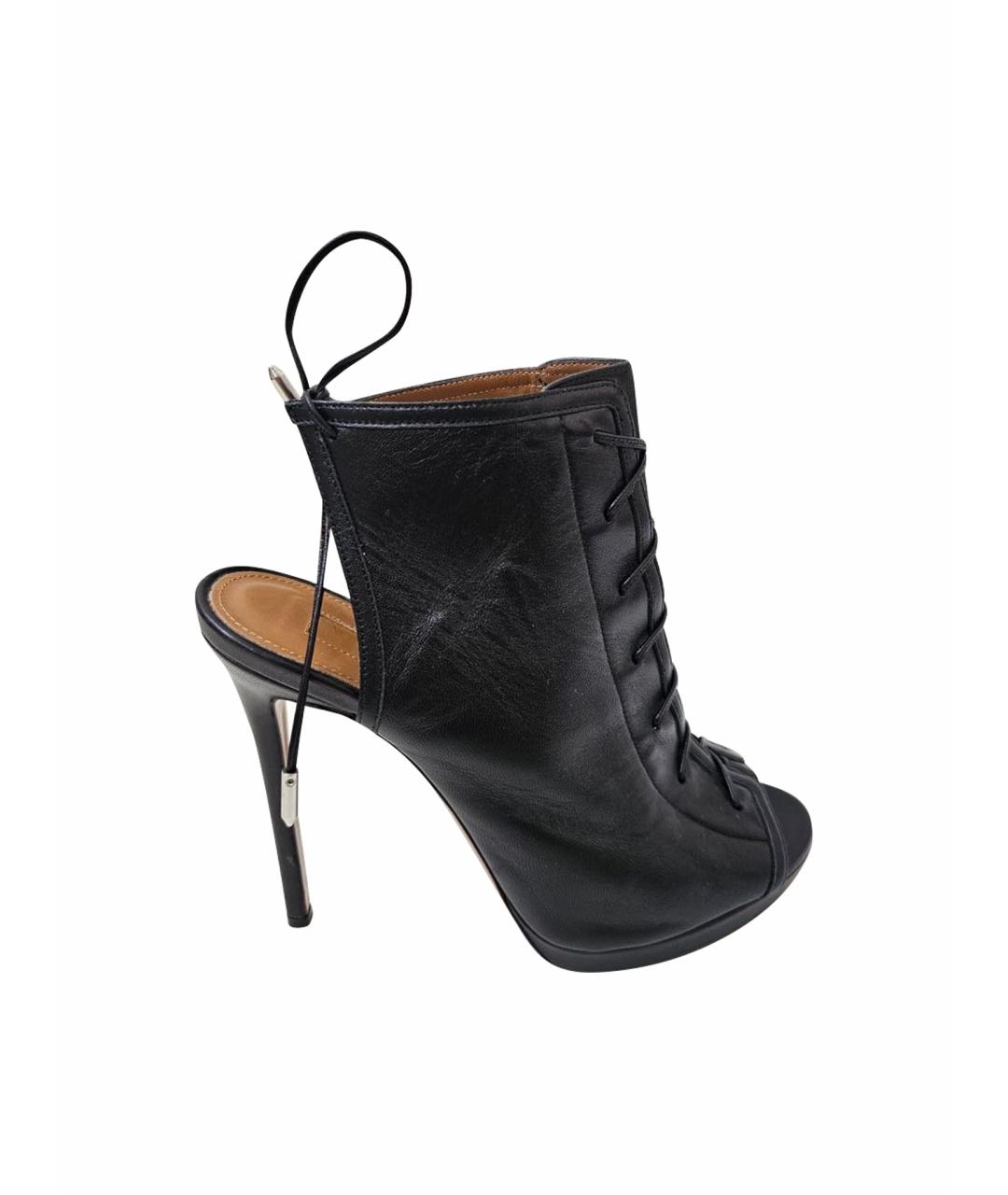 AQUAZZURA Черные кожаные ботильоны, фото 1