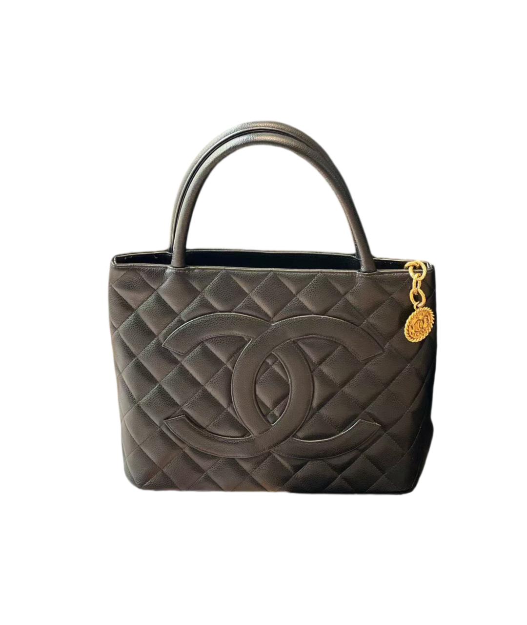 CHANEL Черная кожаная сумка тоут, фото 8