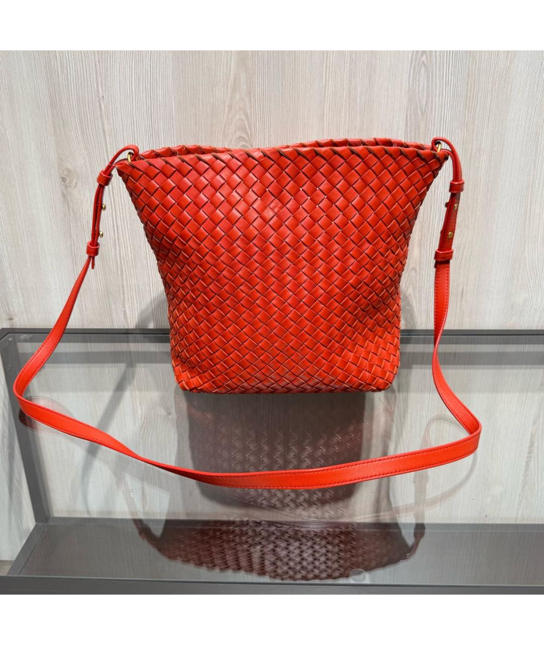 BOTTEGA VENETA Оранжевая кожаная сумка через плечо, фото 9