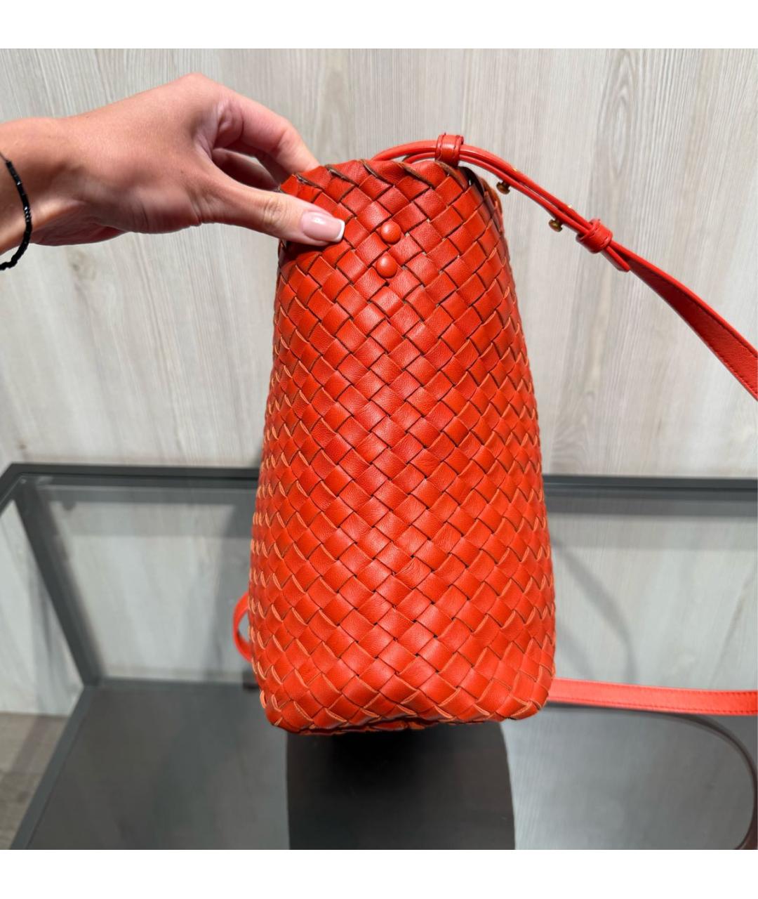 BOTTEGA VENETA Оранжевая кожаная сумка через плечо, фото 3