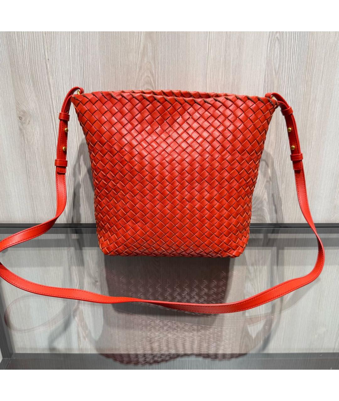 BOTTEGA VENETA Оранжевая кожаная сумка через плечо, фото 2