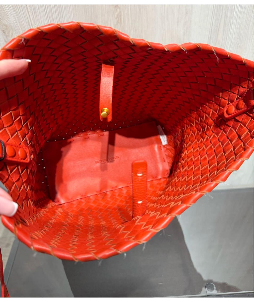 BOTTEGA VENETA Оранжевая кожаная сумка через плечо, фото 6