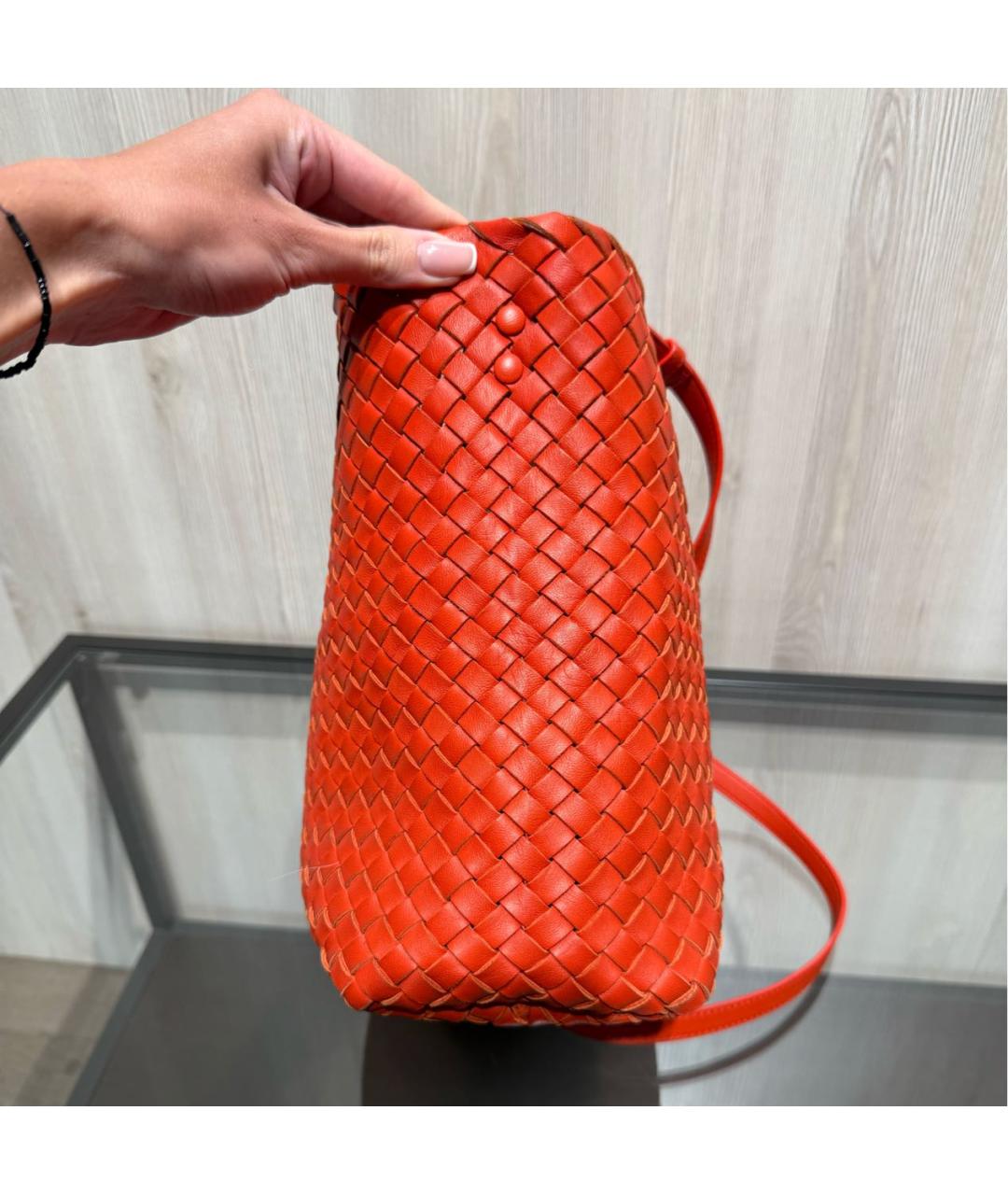 BOTTEGA VENETA Оранжевая кожаная сумка через плечо, фото 4