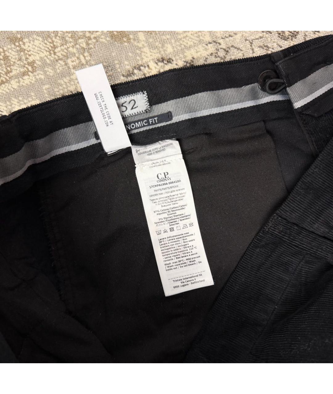 CP COMPANY Черные хлопко-эластановые повседневные брюки, фото 5