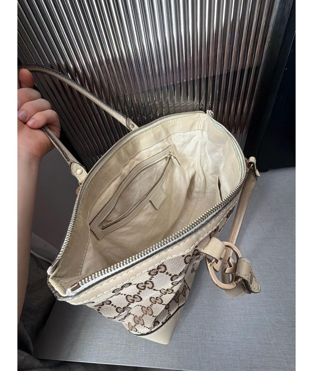 GUCCI Бежевая тканевая сумка тоут, фото 4