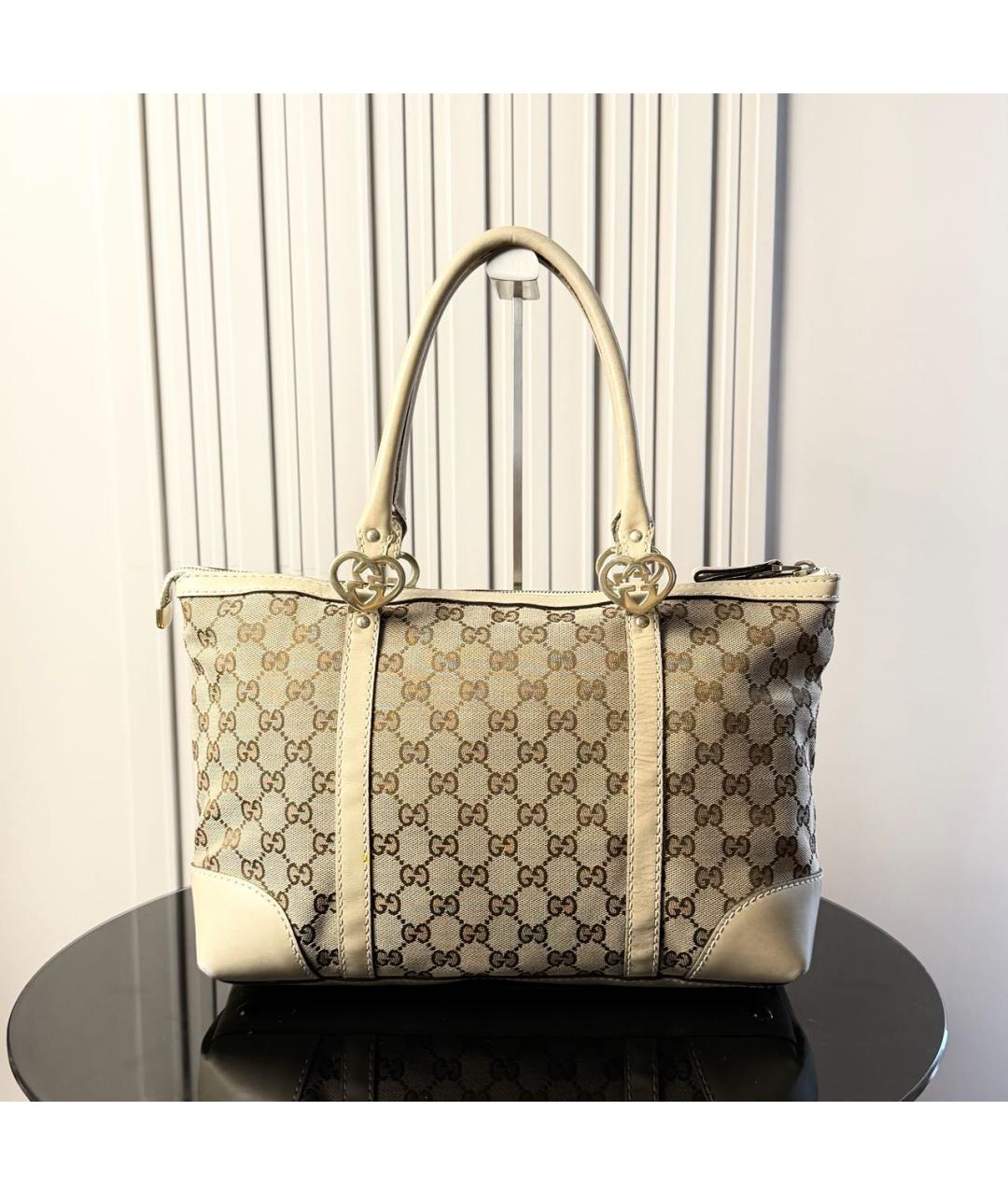 GUCCI Бежевая тканевая сумка тоут, фото 9