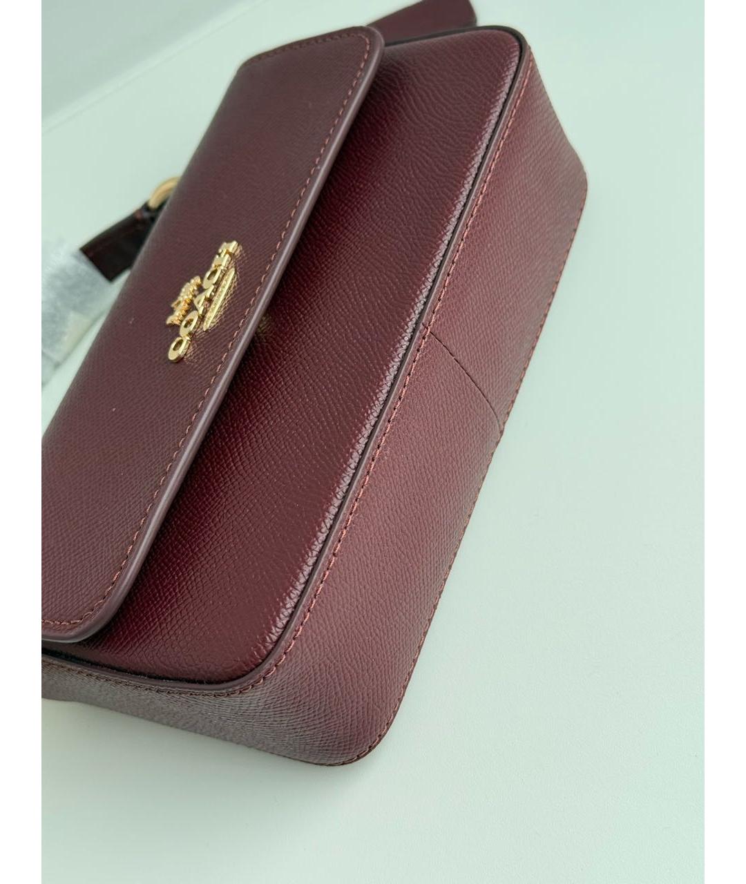 COACH Бордовая кожаная сумка через плечо, фото 7