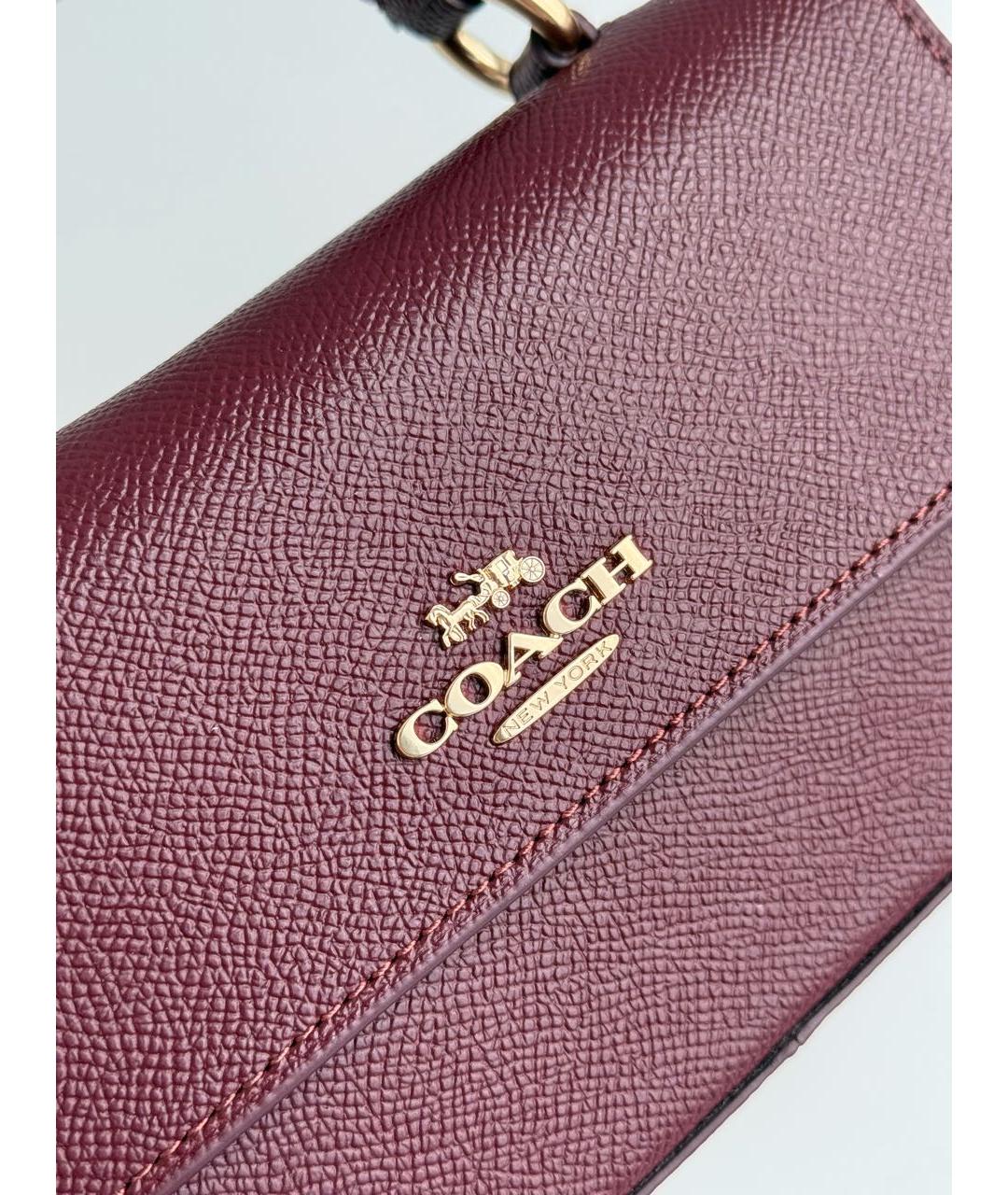 COACH Бордовая кожаная сумка через плечо, фото 8