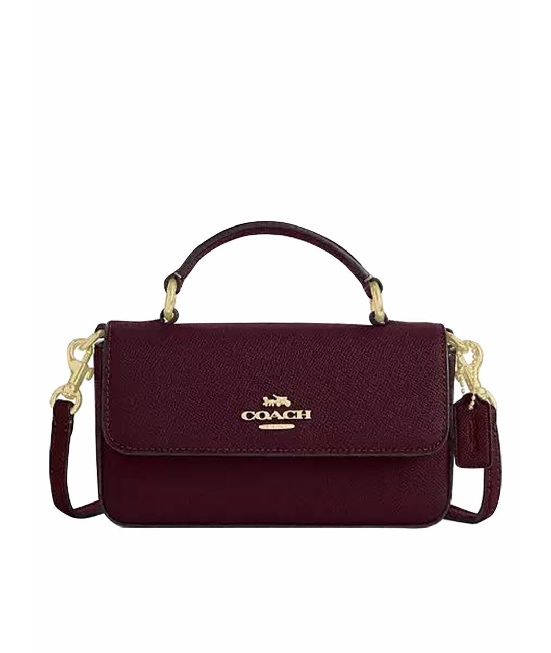 COACH Бордовая кожаная сумка через плечо, фото 1