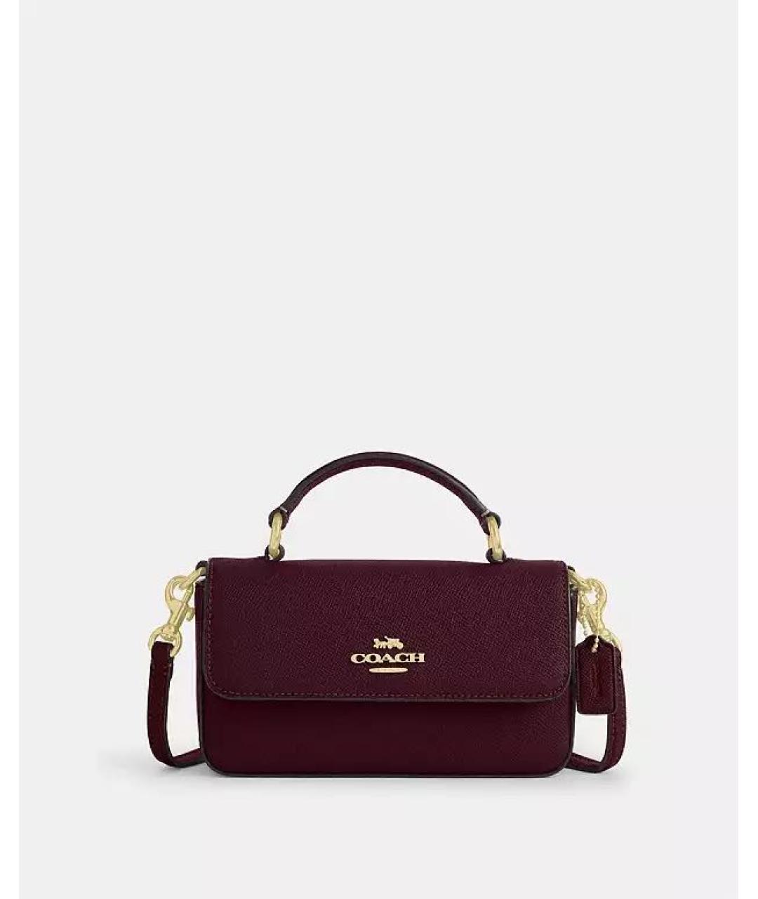 COACH Бордовая кожаная сумка через плечо, фото 9