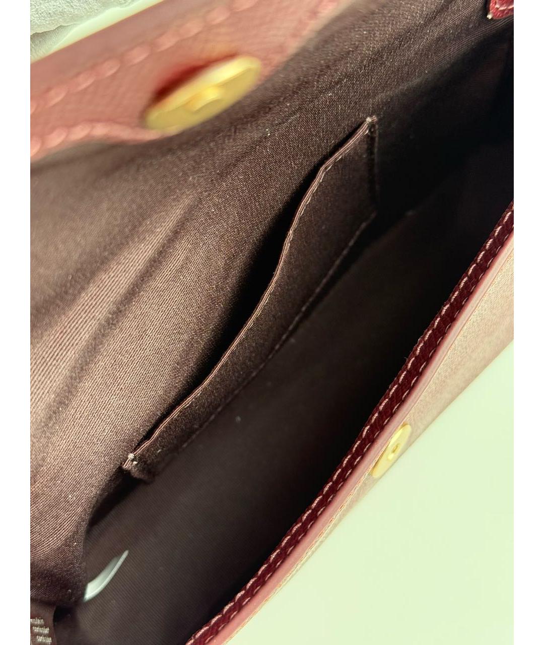 COACH Бордовая кожаная сумка через плечо, фото 4