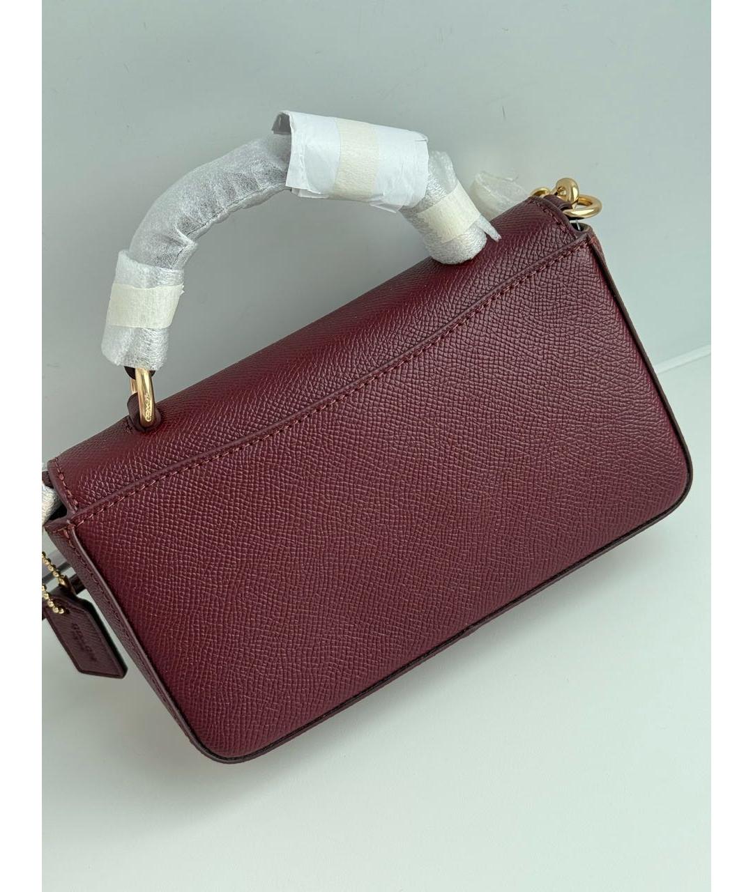 COACH Бордовая кожаная сумка через плечо, фото 3