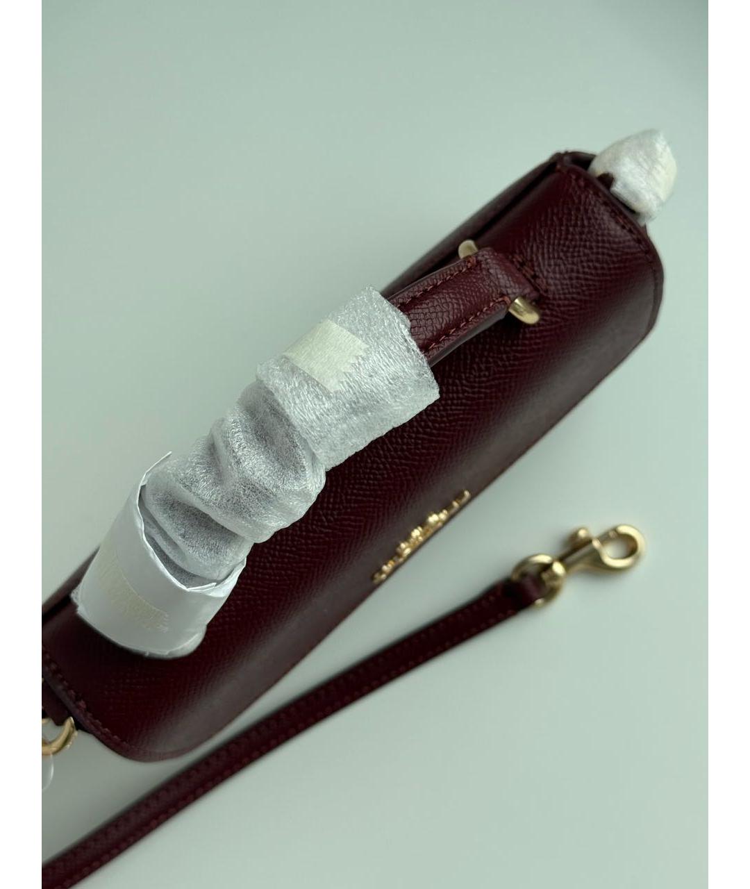 COACH Бордовая кожаная сумка через плечо, фото 5