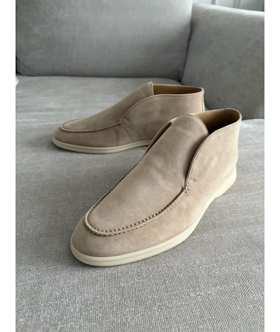 LORO PIANA Бежевые замшевые лоферы, фото 2