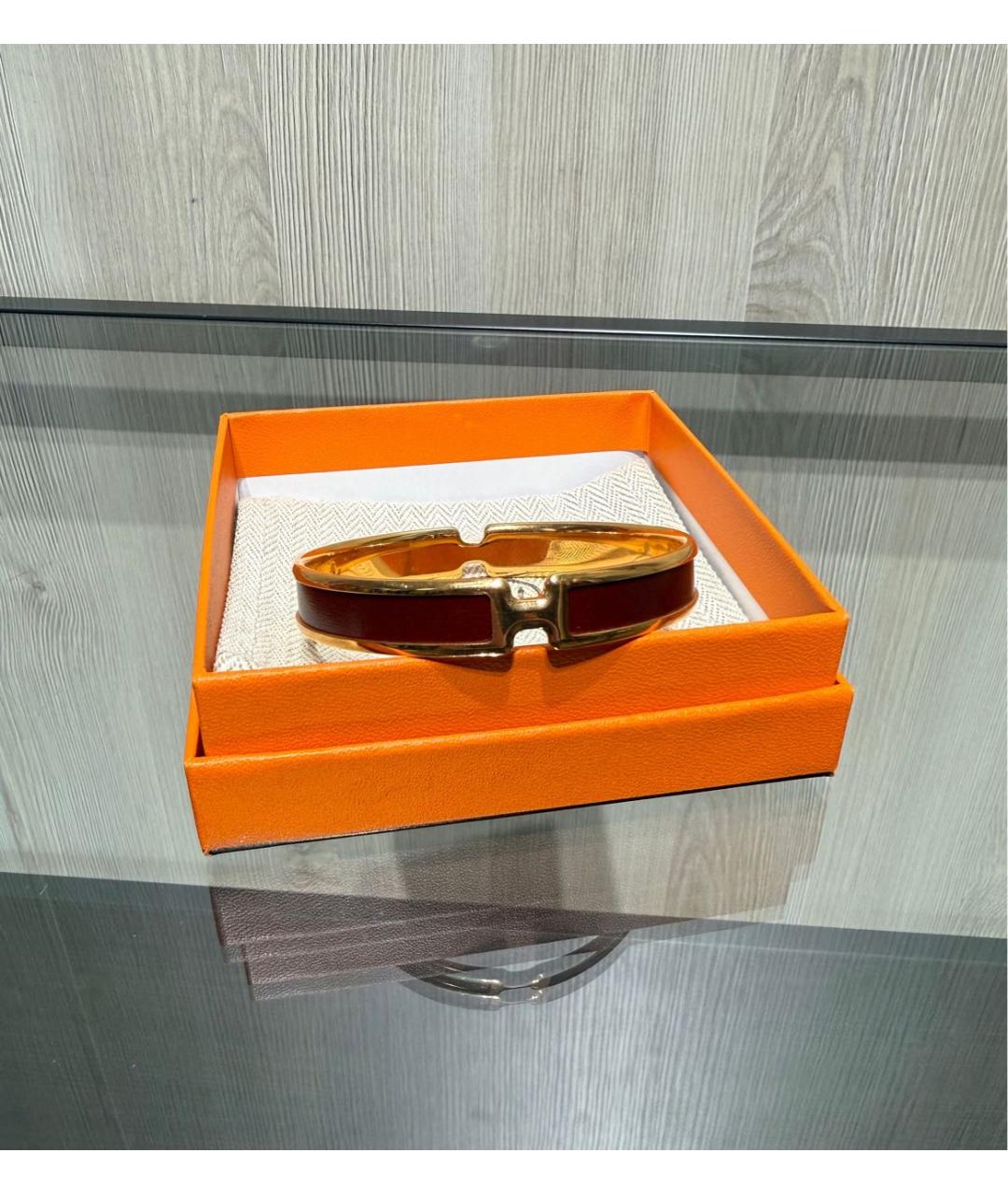 HERMES Бордовый металлический браслет, фото 2