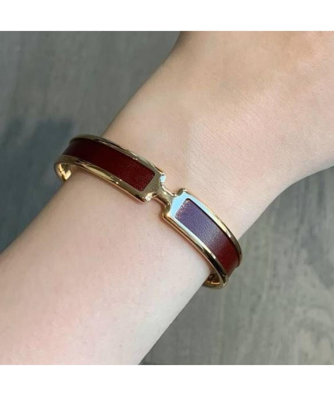 HERMES Бордовый металлический браслет, фото 5