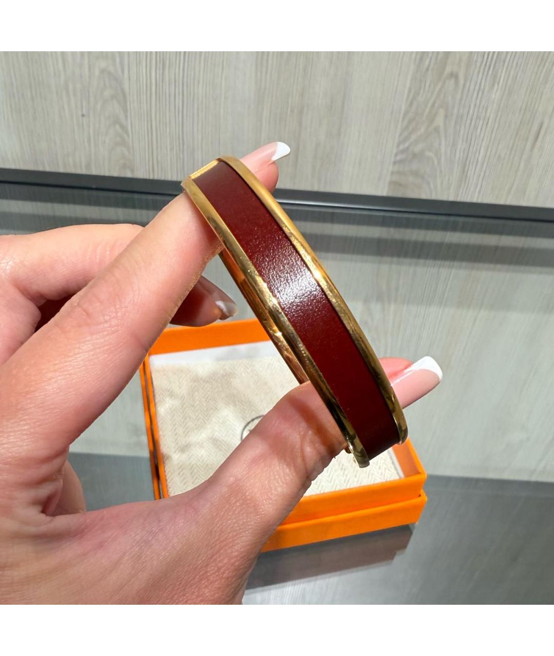 HERMES Бордовый металлический браслет, фото 3