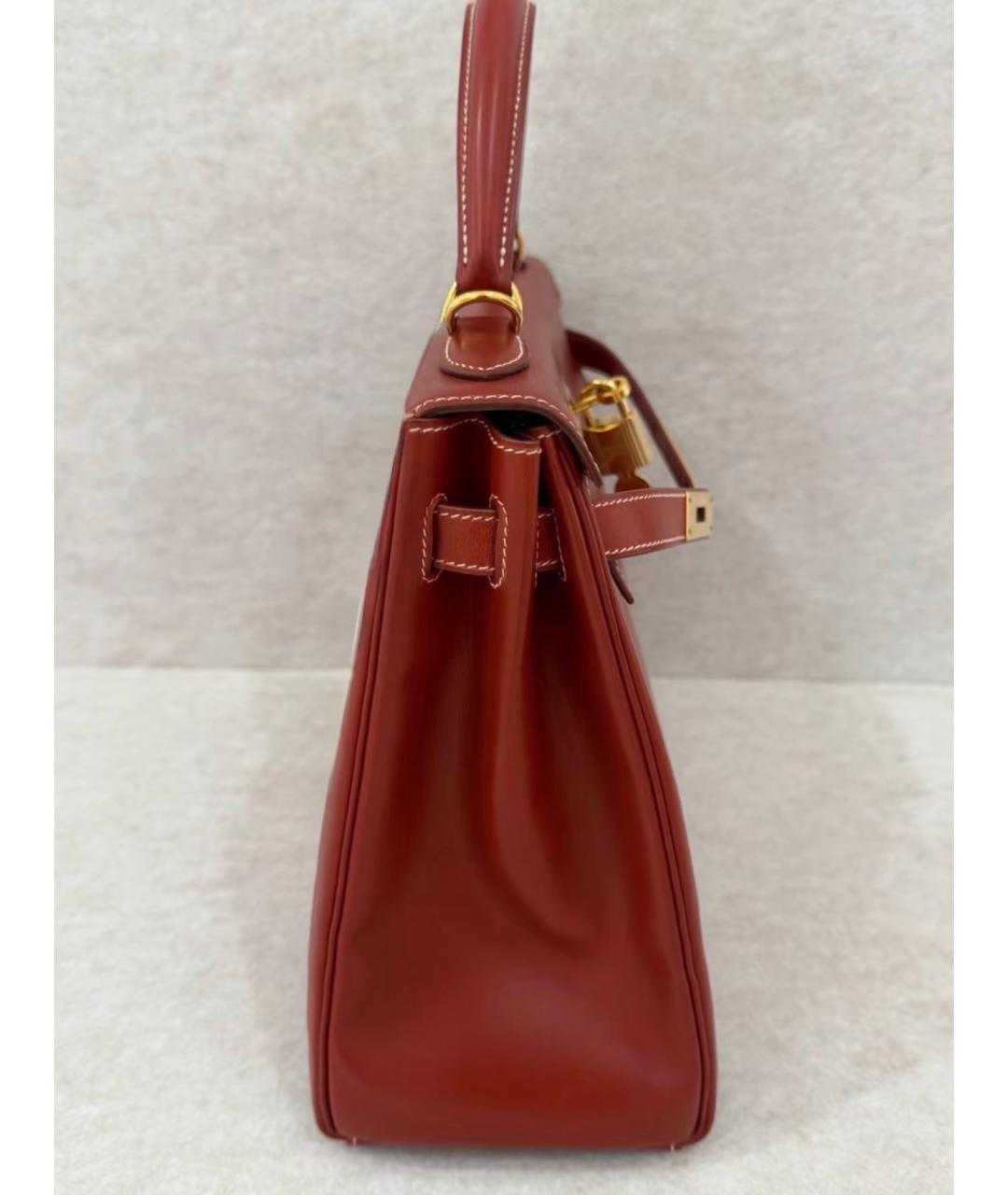 HERMES Красная кожаная сумка с короткими ручками, фото 4