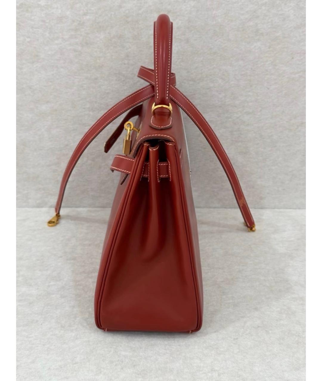 HERMES Красная кожаная сумка с короткими ручками, фото 2