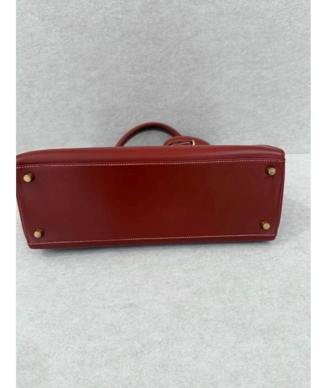 HERMES Красная кожаная сумка с короткими ручками, фото 5