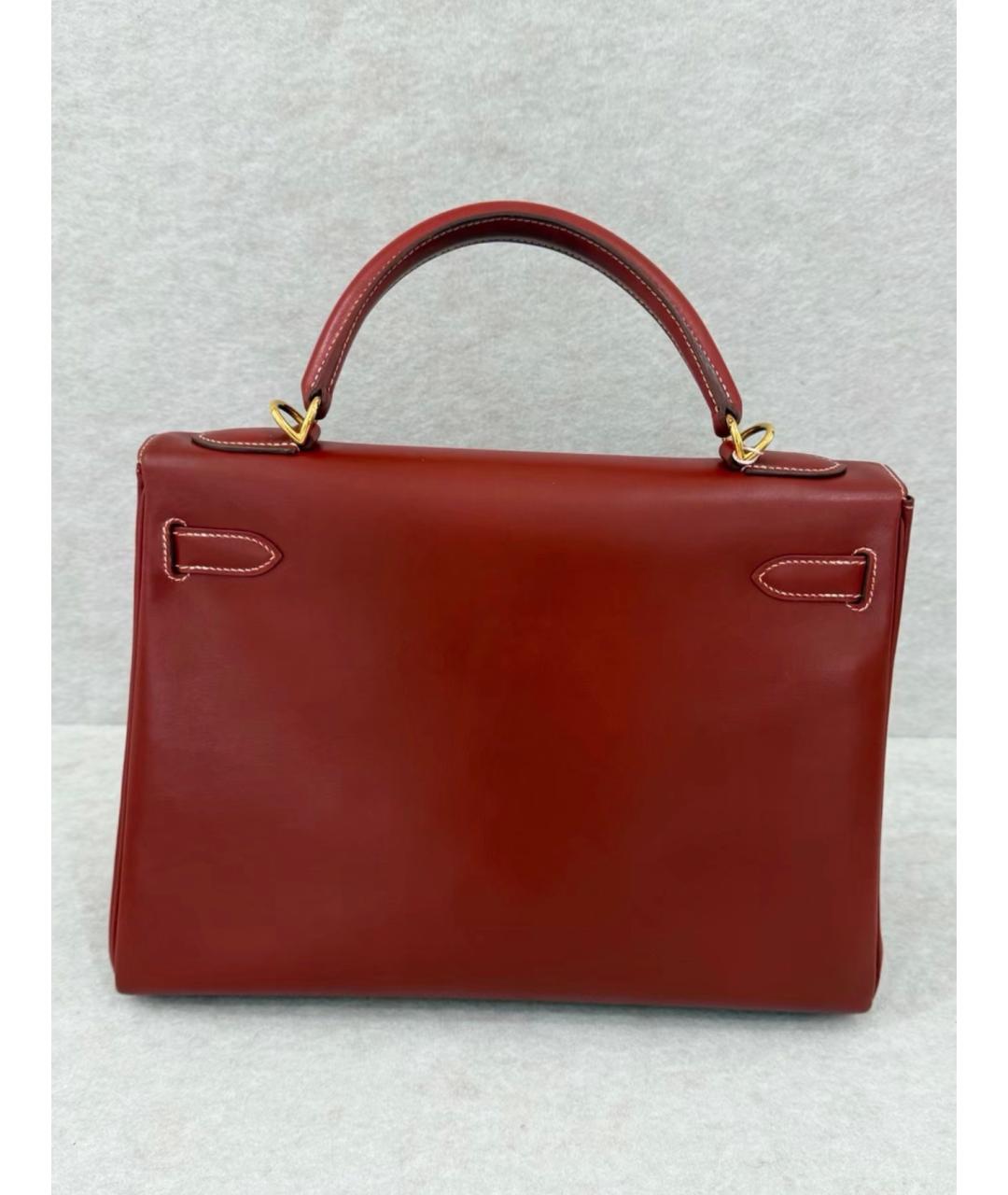 HERMES Красная кожаная сумка с короткими ручками, фото 3