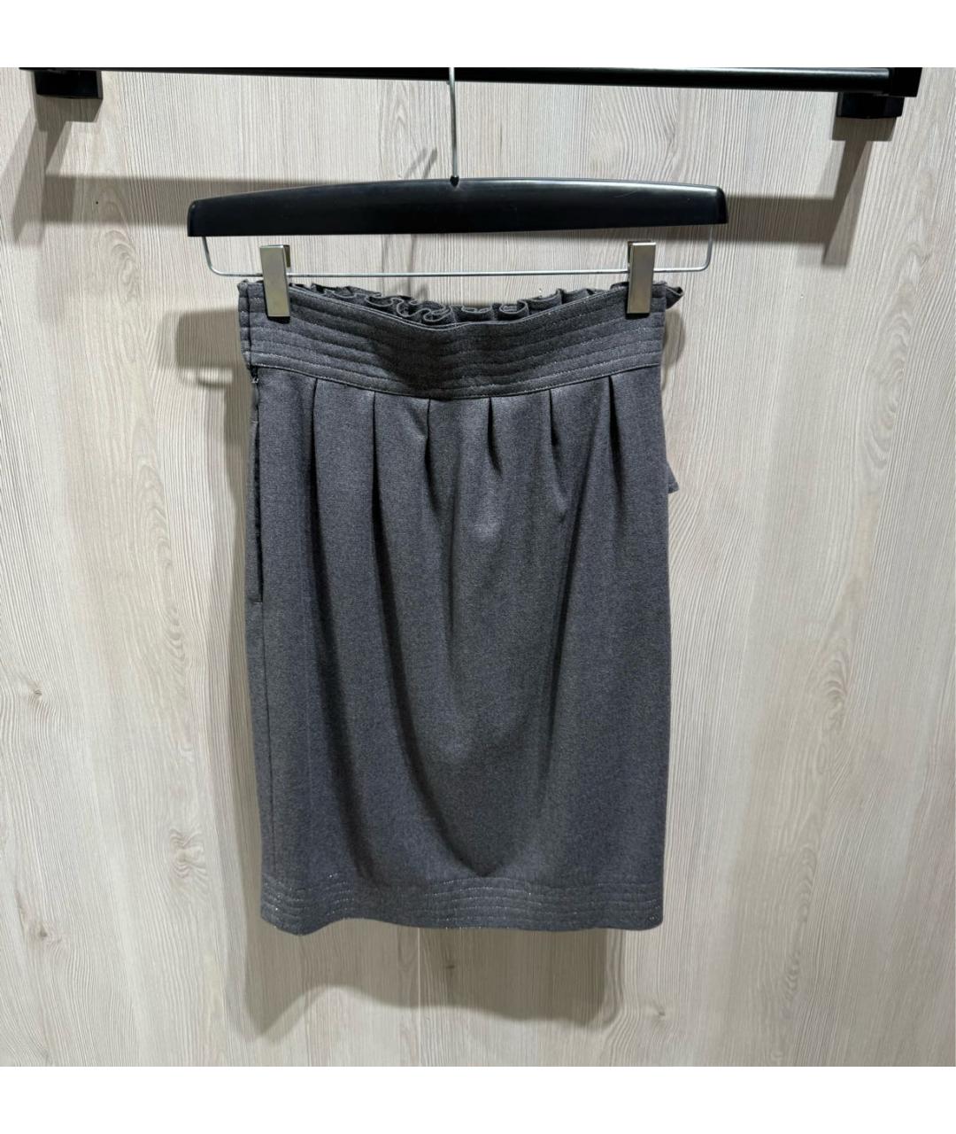 FENDI Антрацитовая шерстяная юбка миди, фото 2