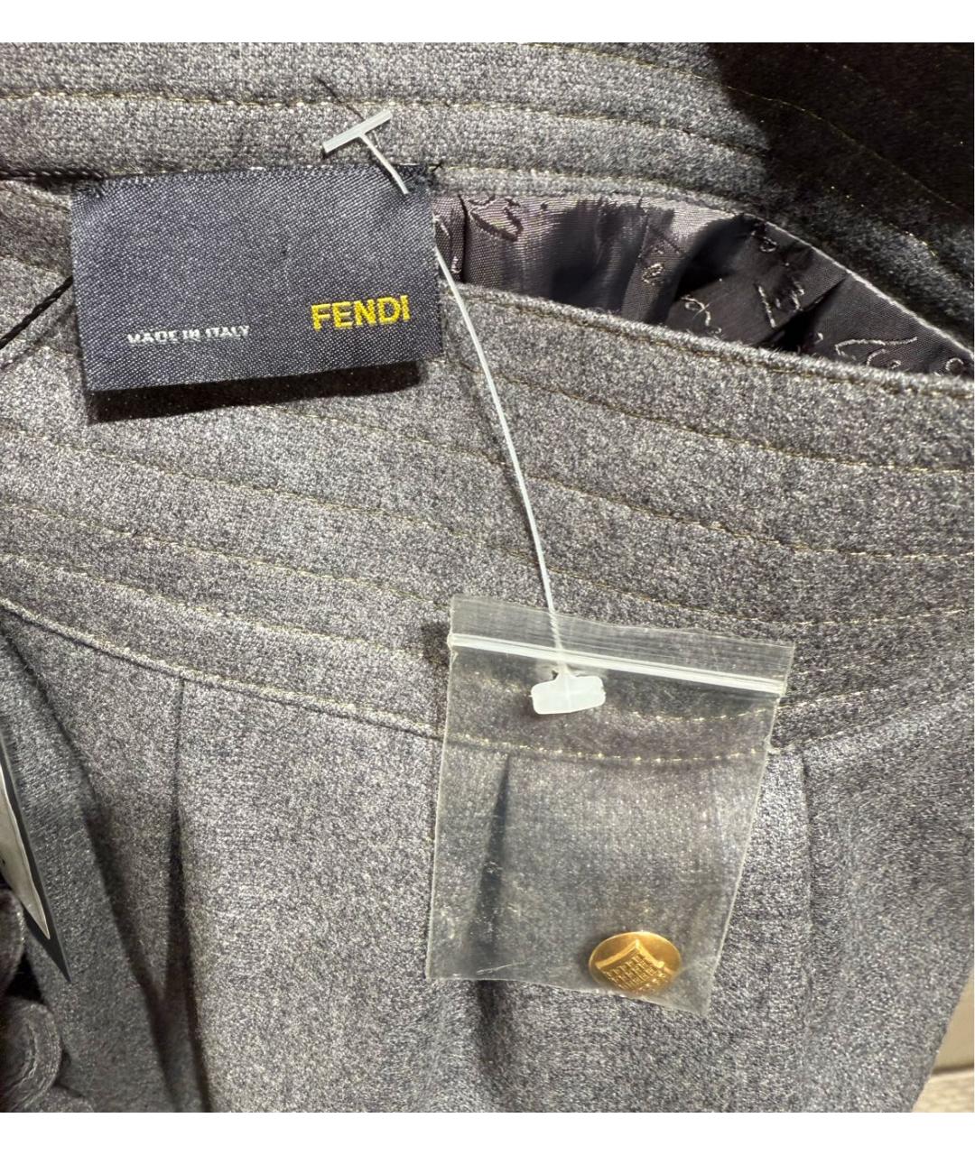 FENDI Антрацитовая шерстяная юбка миди, фото 4