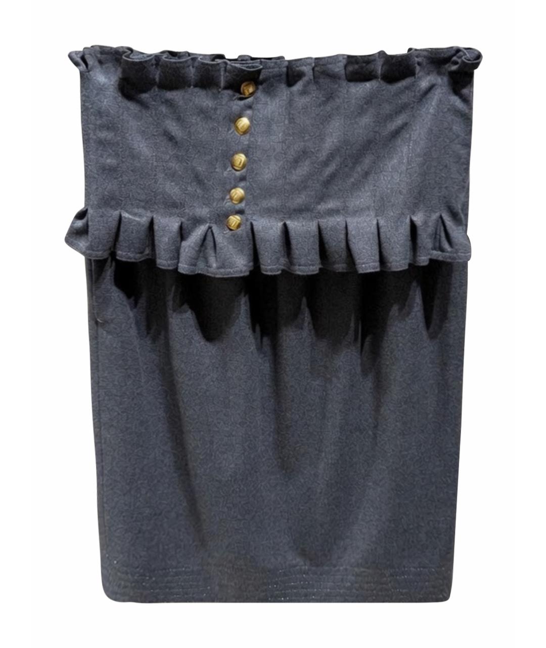 FENDI Антрацитовая шерстяная юбка миди, фото 1