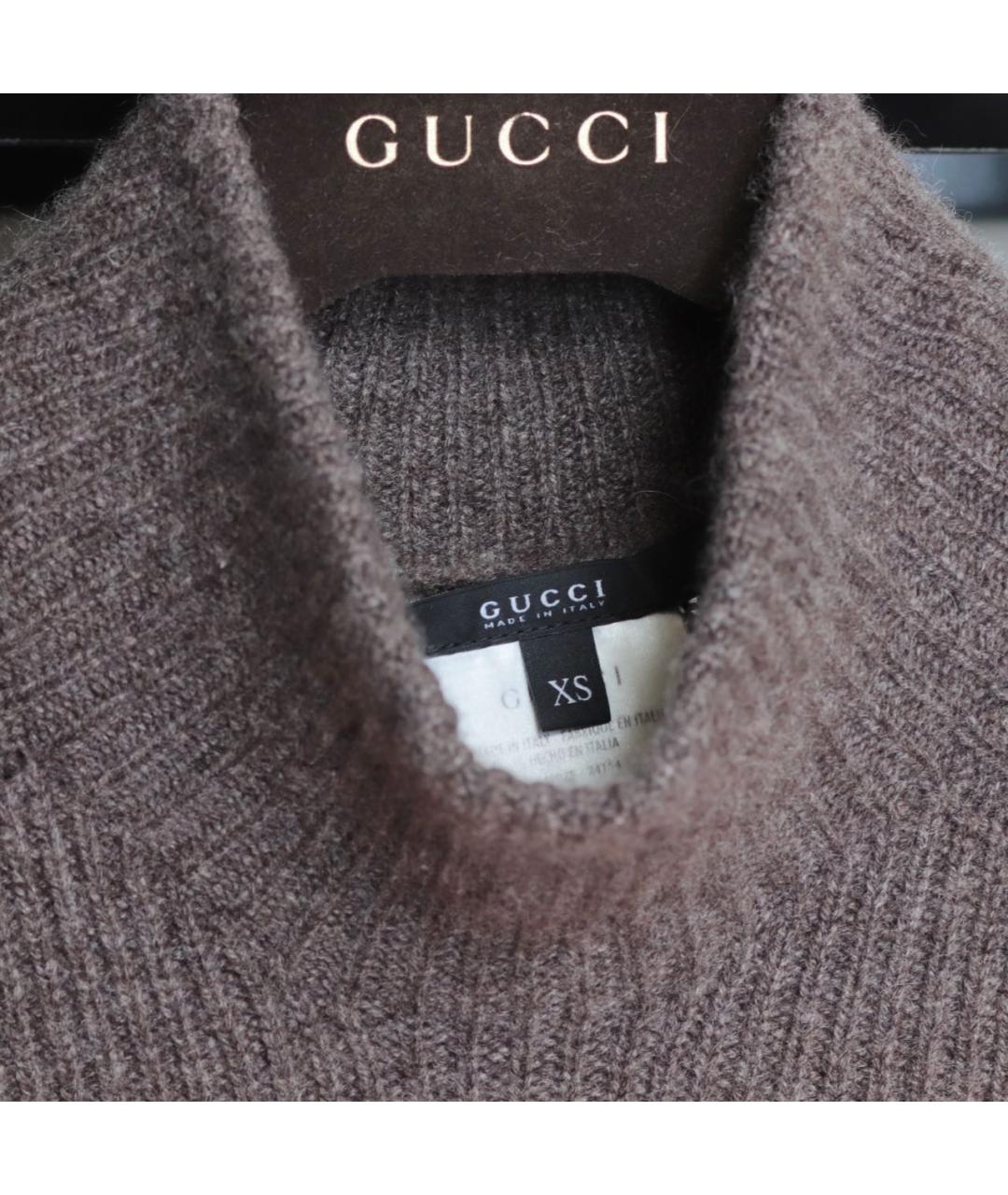 GUCCI Коричневое кашемировое повседневное платье, фото 4