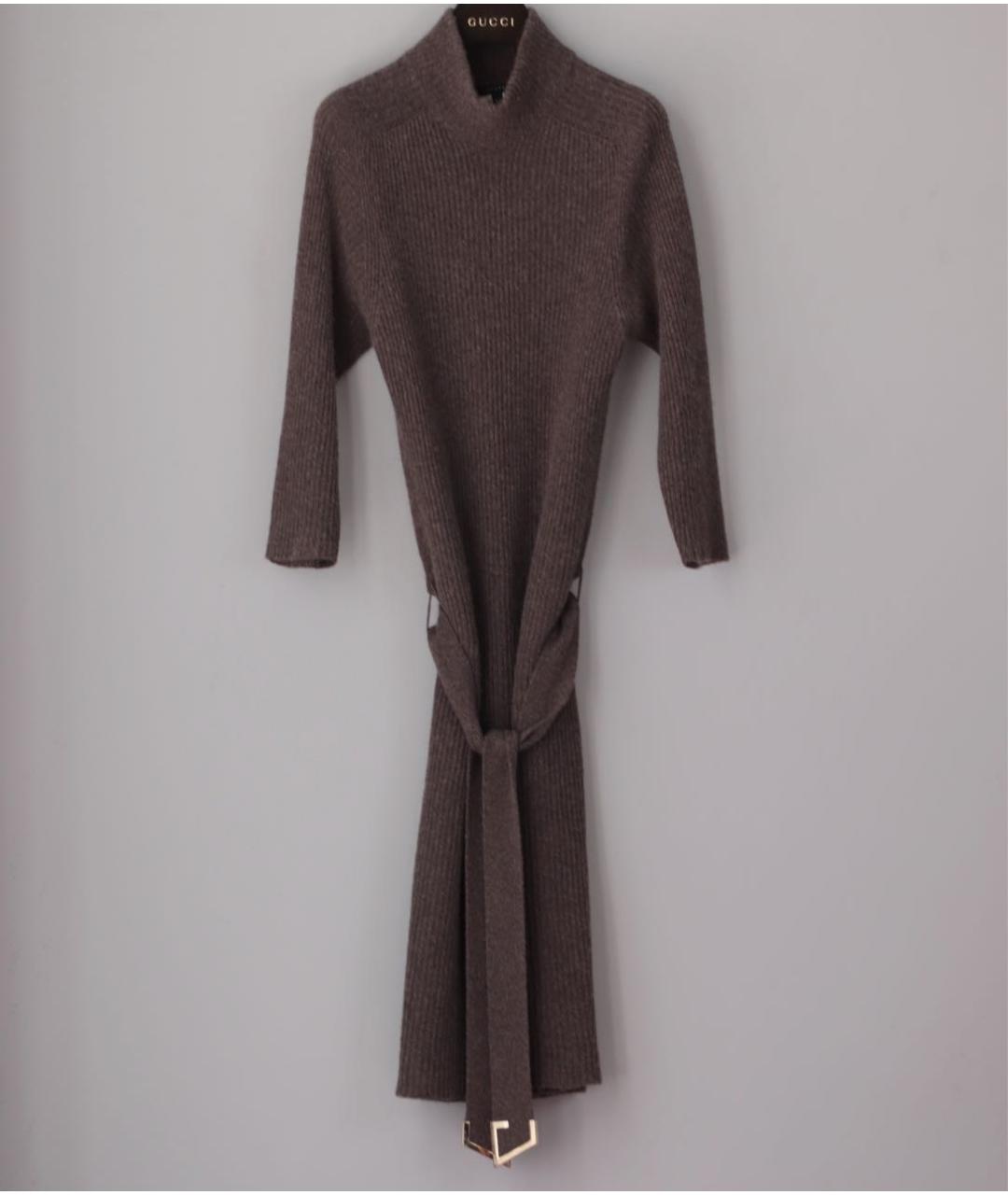 GUCCI Коричневое кашемировое повседневное платье, фото 7