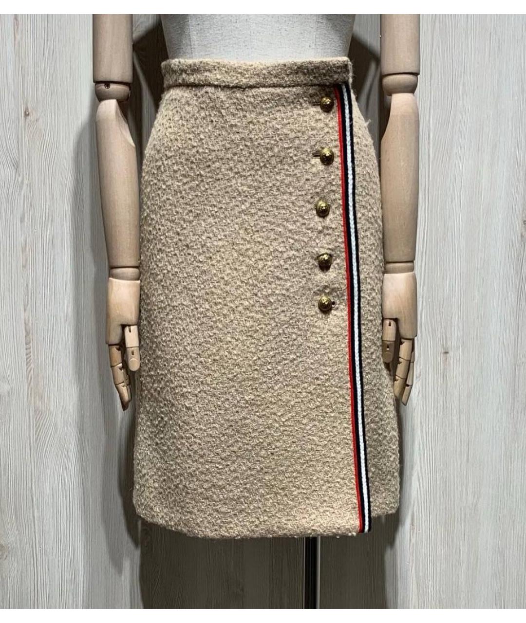 GUCCI Бежевая шерстяная юбка миди, фото 8