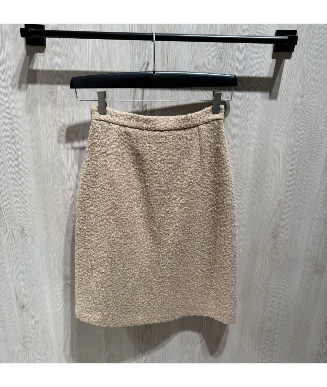 GUCCI Бежевая шерстяная юбка миди, фото 4