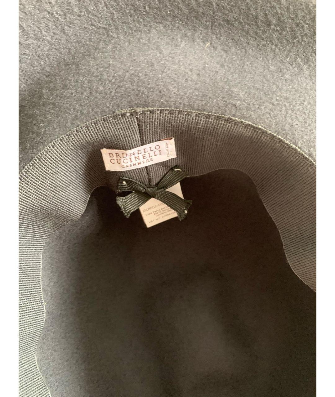 BRUNELLO CUCINELLI Антрацитовая кашемировая шляпа, фото 2
