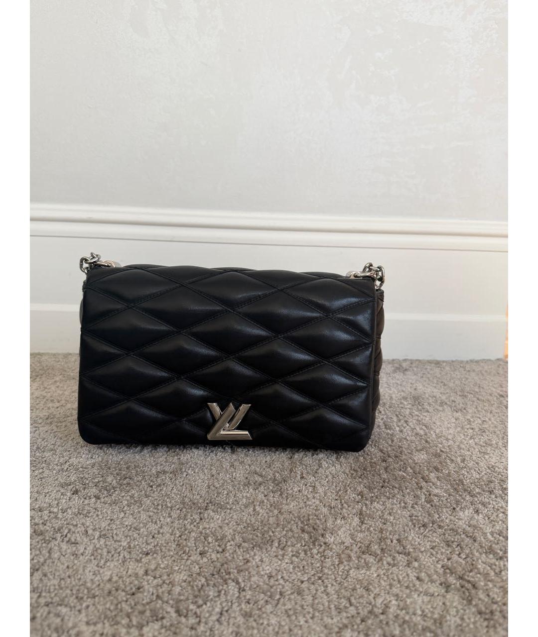 LOUIS VUITTON Черная кожаная сумка через плечо, фото 5